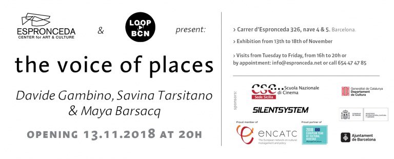 The exhibition ‘The Voice of Places’ by @savinatarsitano, Maya Baarsacq & Davide Gambino has been just labelled by ENCATC as an #EYCH event. Visit until Nov 18 at ENCATC member @esproncedabcn! bit.ly/2BaWQU5