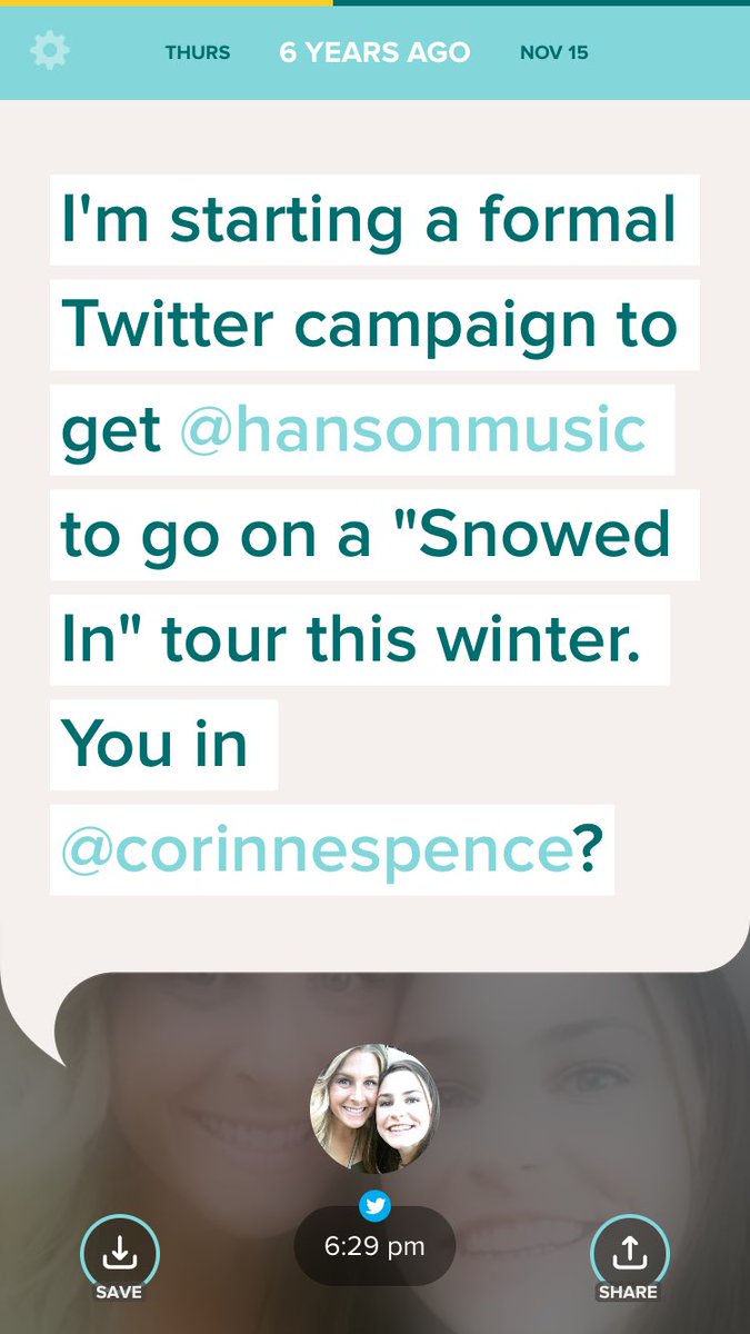 laurenws's tweet photo. @hansonmusic @corinnespence Just saying... I called this years earlier 😜 https://t.co/iadLwlx7Hl