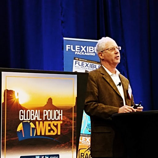 Consultant Bob Lilienfeld on the state here at #GlobalPouch West, telling attendees how to tell their sustainability story.
