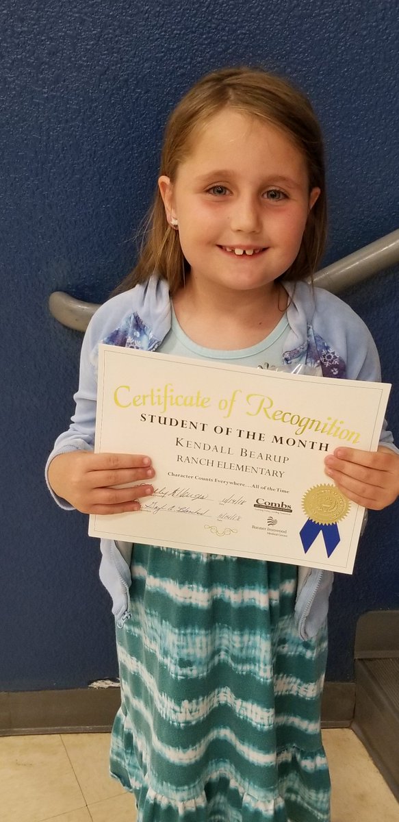 Congratulations Kendall!!! Student of the Month for November! You Rock!!!