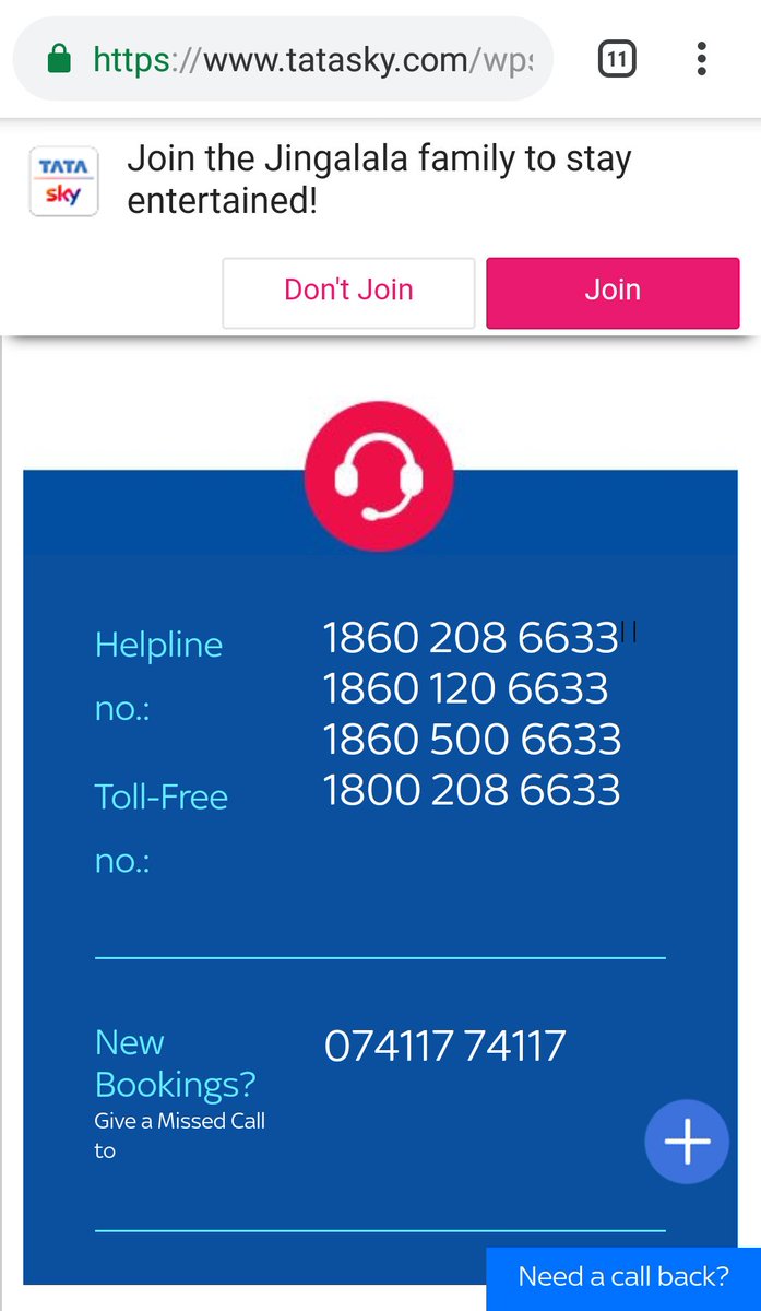 reach2gaurav's tweet photo. @TataSky None of ur customer care numbers r working and u hv provided call bck option only for those who r interested in new connection. Pls. share ur customer care working contact number. https://t.co/7sqPu2r5bs