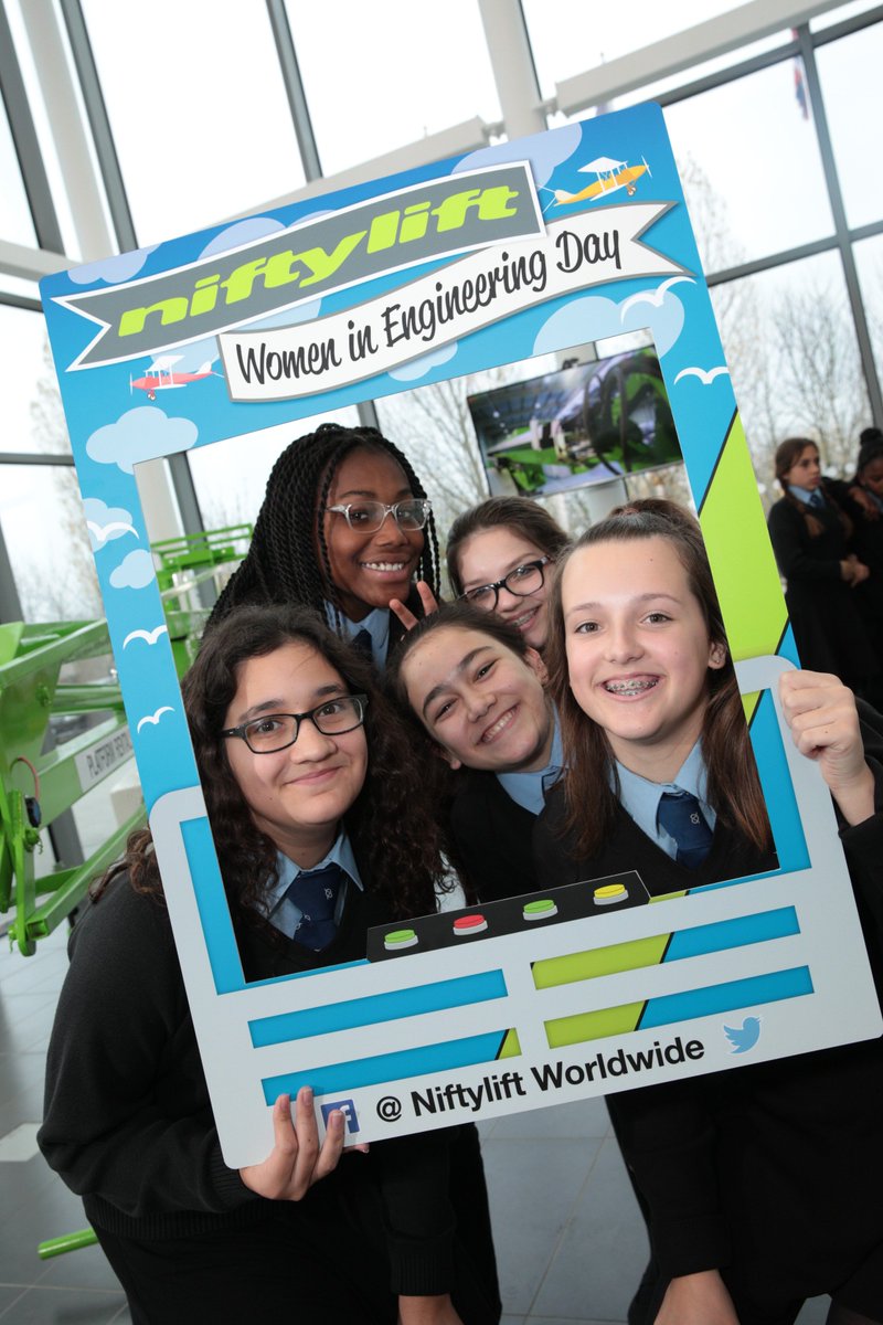 NiftyliftWorld's tweet photo. It's nearly all over for another year, but everyone wants to use our selfie frame before they go...🤳
#womeninengineering #niftylift https://t.co/wqEs4P37Uc