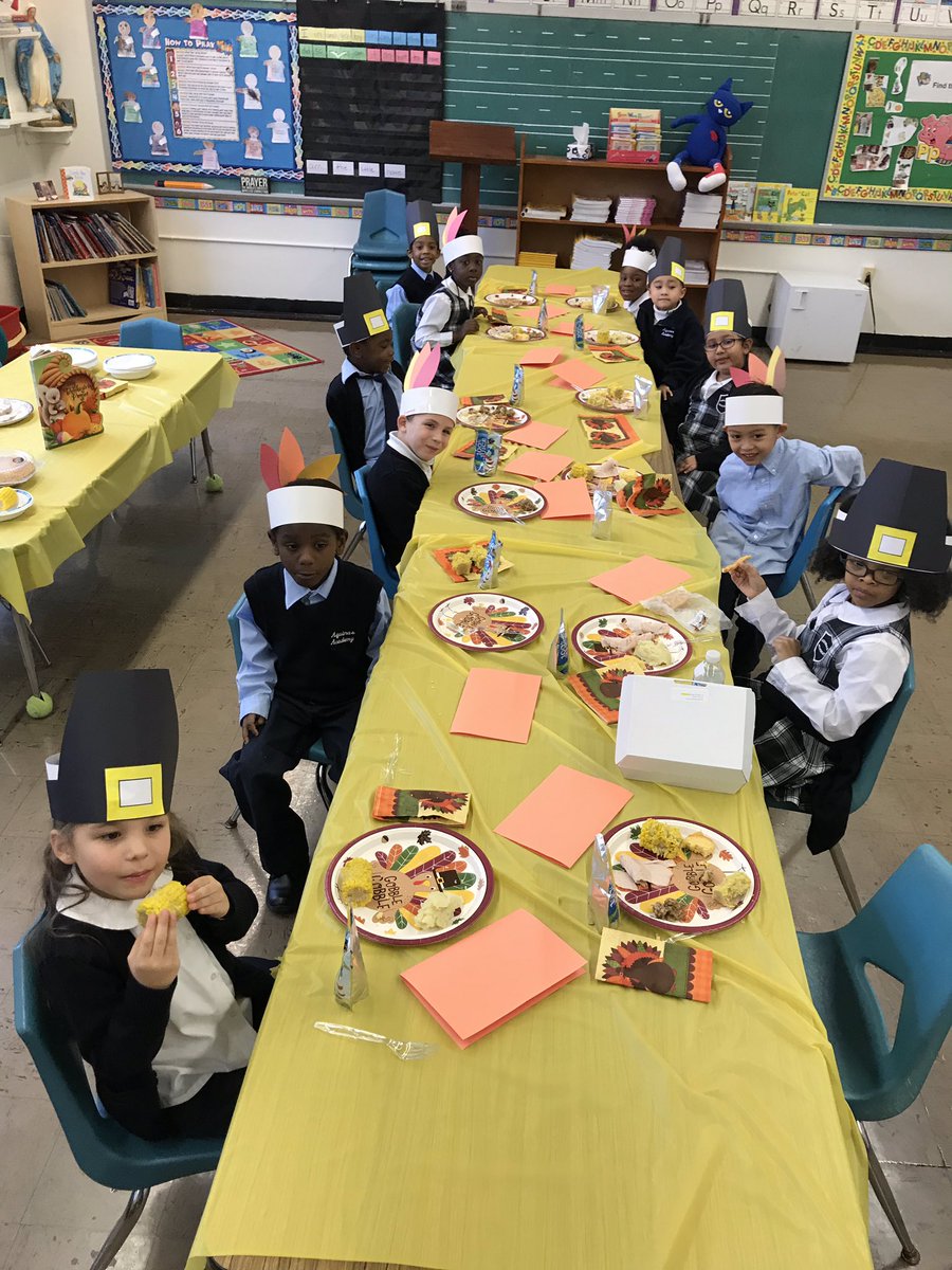 AquinasAcademy's tweet photo. Our kindergarten class is having their annual Thanksgiving Feast today!  It’s one of our favorite days of the year. https://t.co/4h665zVOCm