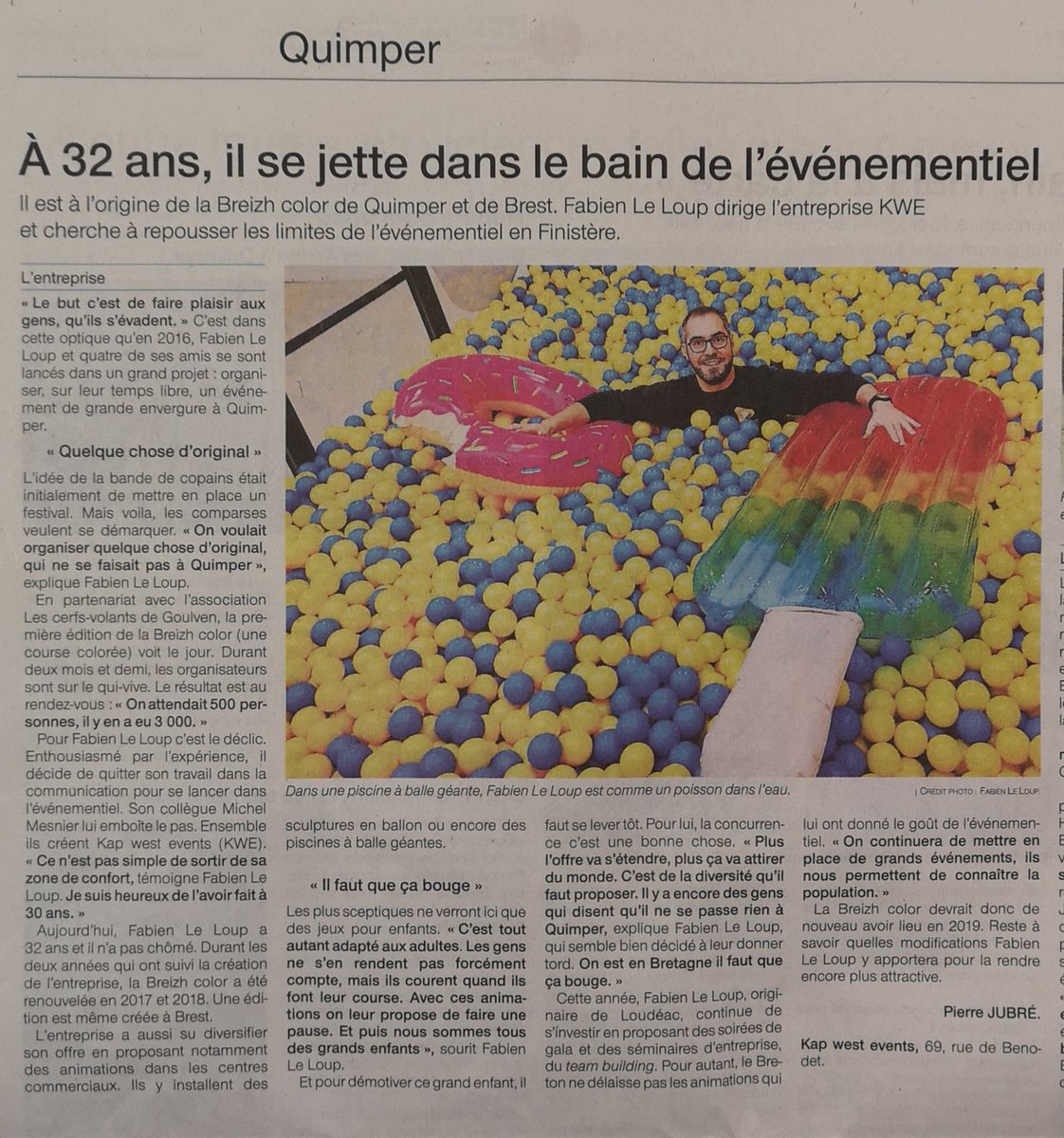 AgenceKwe's tweet photo. Article très sympa dans #OuestFrance #Quimper. Merci à @pierrejubre et @lucilevanweydeveldt https://t.co/knCBtq8gtD