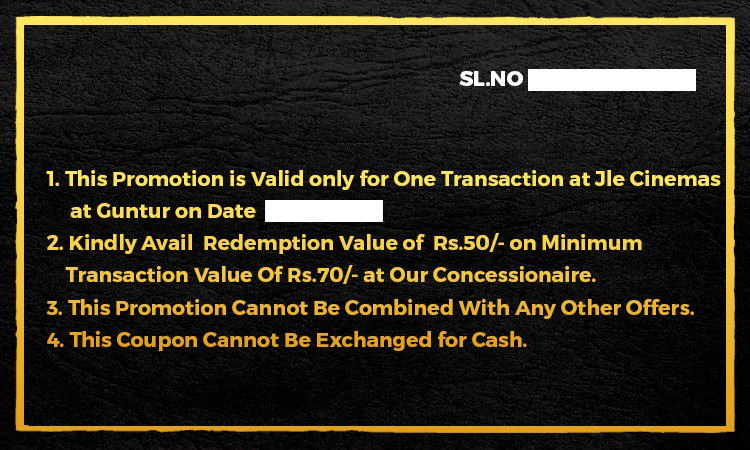 JleCinemas's tweet photo. JLE CINEMAS is pleased to offer a promotion of Rs.50 off on every transaction at Concessions as part of it's 1st Anniversary Celebration. *T&amp;C Apply https://t.co/zO2R96gV3O