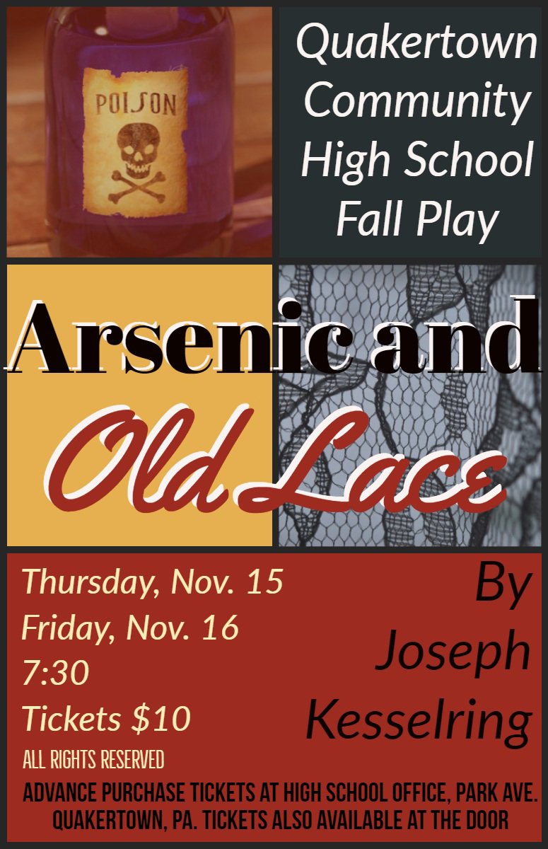 QCSDnews's tweet photo. Due to the impending storm, tonight's performance of "Arsenic and Old Lace" is rescheduled for Sunday, Nov 18 at 3 pm in the @OfficialQCHS auditorium. Friday's performance remains as scheduled. @BillHarner https://t.co/9aLVMhvCZC