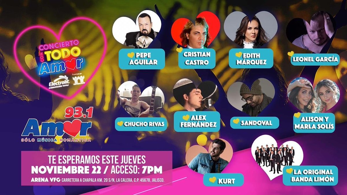 KevinMOBLimon's tweet photo. Gente de Guadalajara nos  vemos el día jueves 22 de Noviembre en la arena VFG
evento totalmente gratis adquiere tus boletos en las instalaciones de AMOR 93.1.
@OriginalLimonSL 
#QuienLaQuelle https://t.co/aHAHEzzLwR