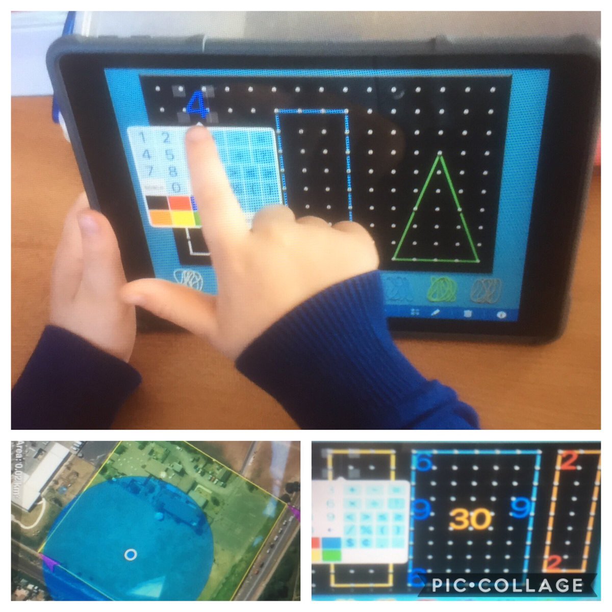 Year4S's tweet image. We loved learning about perimeter of shapes in Maths today using iPads and investigating the perimeter of the school #learningwithtechnology