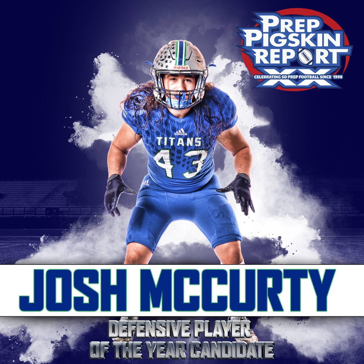 KUSI Prep Pigskin Report Defensive Player of the Year Candidate: Josh McCurty
Averages 15.6 tackles per game, 113 solo/172 total, 9 sacks, and 3 recovered fumble and he needs you to #GoVote and RETWEET his photo
