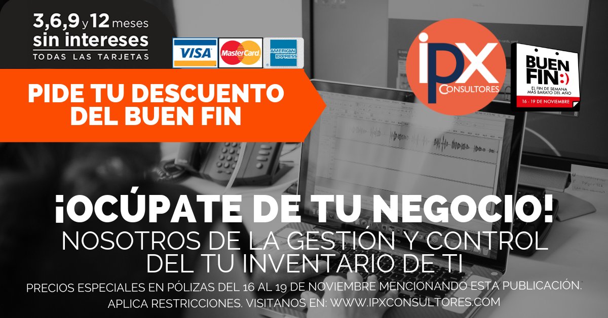 IPXConsultores's tweet photo. ¡Ocúpate de tu negocio! Nosotros de la gestión y control -del inventario de TI de TU empresa.

☎ 7252-1252 o envíanos un mail 📧 a: info@ipxconsultores.com

#LosExpertosDeTuLado #IPXConsultores https://t.co/Gf21wLiaCi