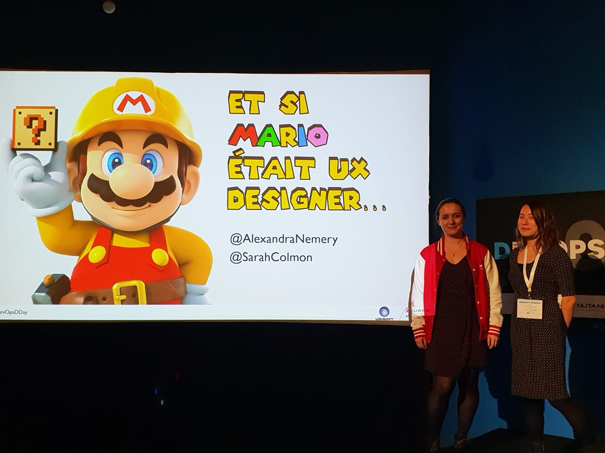 SarahColmon's tweet photo. Tout juste sorties de notre conférence "Et si Mario était UX designer..." au #DevOpsDDay, on espère que vous vous êtes amusés, nous oui ! @Work_at_Murex https://t.co/dBbI8SpG6S