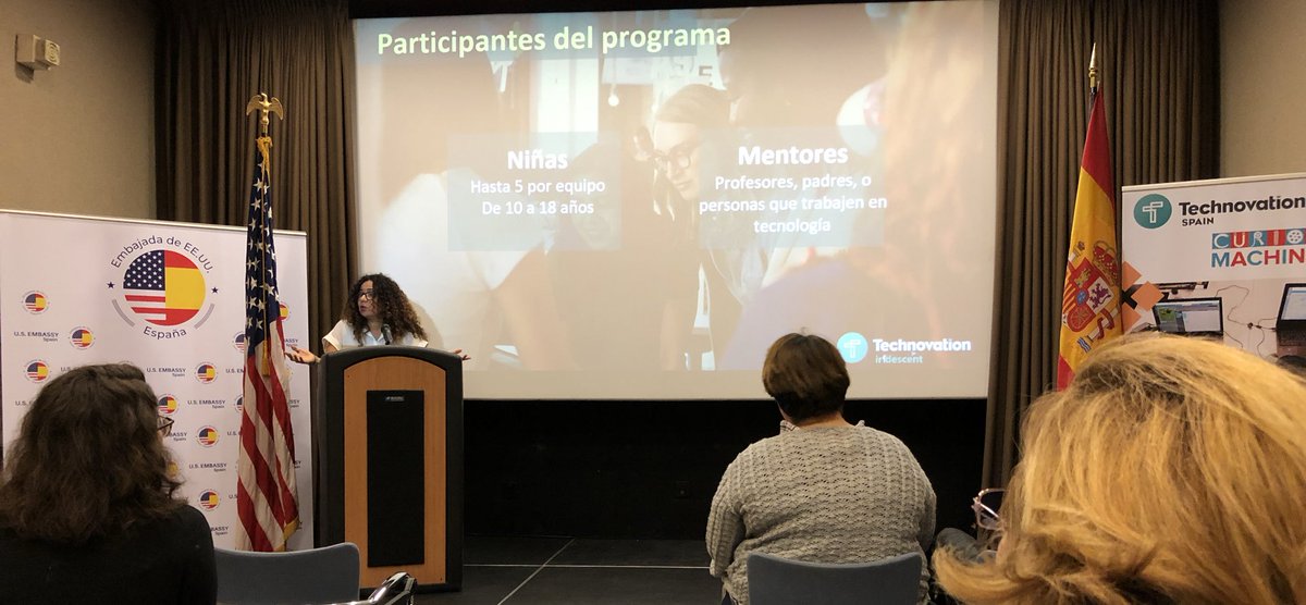 USembassyMadrid's tweet image. Veronika de @empowertocode explica en qué consiste #TechnovationChallenge y cómo participar en la nueva edición (niñas de 10 a 18 años y mentoras — competición internacional emprendimiento tecnológico, 12 semanas de 7 enero a 23 abril) @technovation  #girlsintech