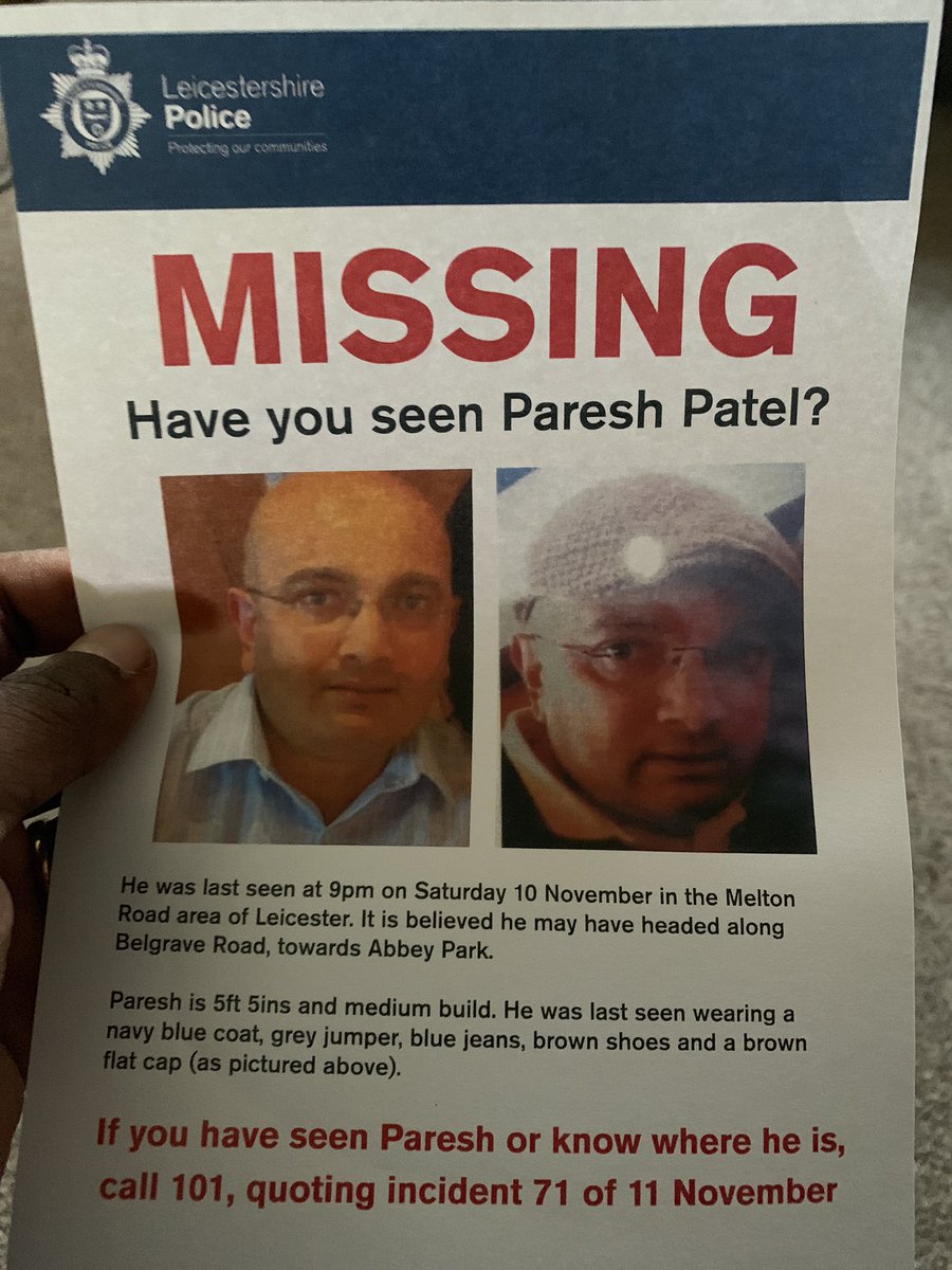 <a href="/ManUtd/">Manchester United</a> <a href="/LCFC/">Leicester City</a> <a href="/rioferdy5/">Rio Ferdinand</a> <a href="/Evra/">Patrice Evra</a> <a href="/AnderHerrera/">Ander Herrera</a> <a href="/AnthonyMartial/">Anthony Martial</a> @anthonyfjoshua please retweet and help find my cousin he’s been missing for the last 5 days he’s a die hard united fan and born and bread in leicester #findPareshPatel #findparesh