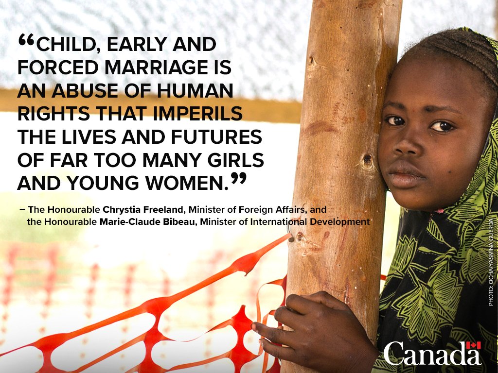Ending child, early and forced marriage will improve the lives of millions of women and girls around the world. 🇨🇦 #Canada and 🇿🇲 #Zambia lead on <a href="/UN/">United Nations</a> resolution, adopted today to end child, early and forced marriage bit.ly/2DH4nfA