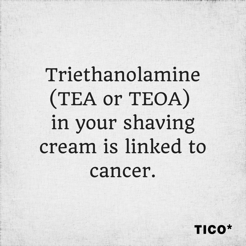 TICOshaving's tweet photo. If you use #shavingcream, beware of the ingredient Triethanolamine 
(TEA). Some facts on this nasty chemical: scientists documented an increased incidence of tumor growth w/in female mice livers. It kills fish &amp; other animal life when it's entered into aquatic environments. https://t.co/poXfdwBhAi