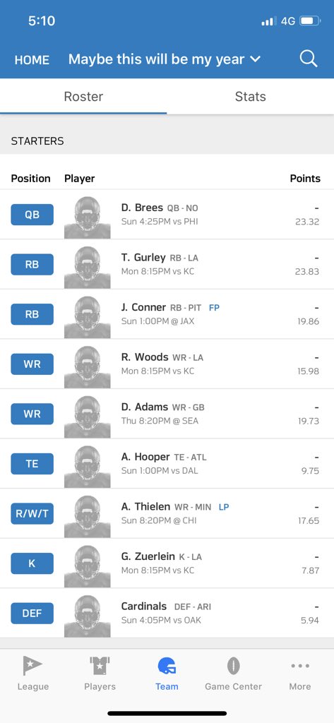 NJLONG7's tweet photo. @SiriusXMFantasy current team for week 11. Aaron Jones is on the bench. Do you chase him on short rest and get a repeat performance from last week? https://t.co/YGMiOrFkk8