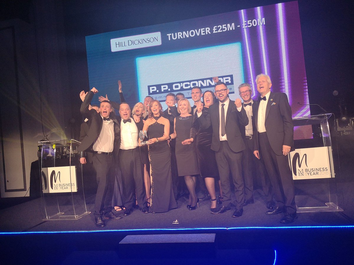 PP_OConnor's tweet image. We are so proud to win a Business of the Year Award, it's all down to our brilliant team! RT @MENBusinessDesk: Now, the award for company with turnover of £25-£50m sponsored by @HillDickson.

And the winner is... @PP_OConnor. @MENAwards #ManchesterBusiness