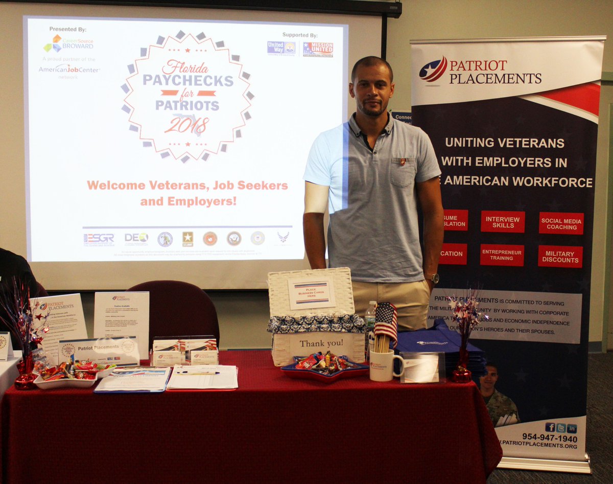CareerSourceBD's tweet photo. Thank You @PatriotPlacmnts, @CityFurniture, @Hertz, @PolloTropical and @WHotels  for supporting us in our effort to assist job seekers in finding #jobs! #P4P2018 https://t.co/ab60jSZGHo