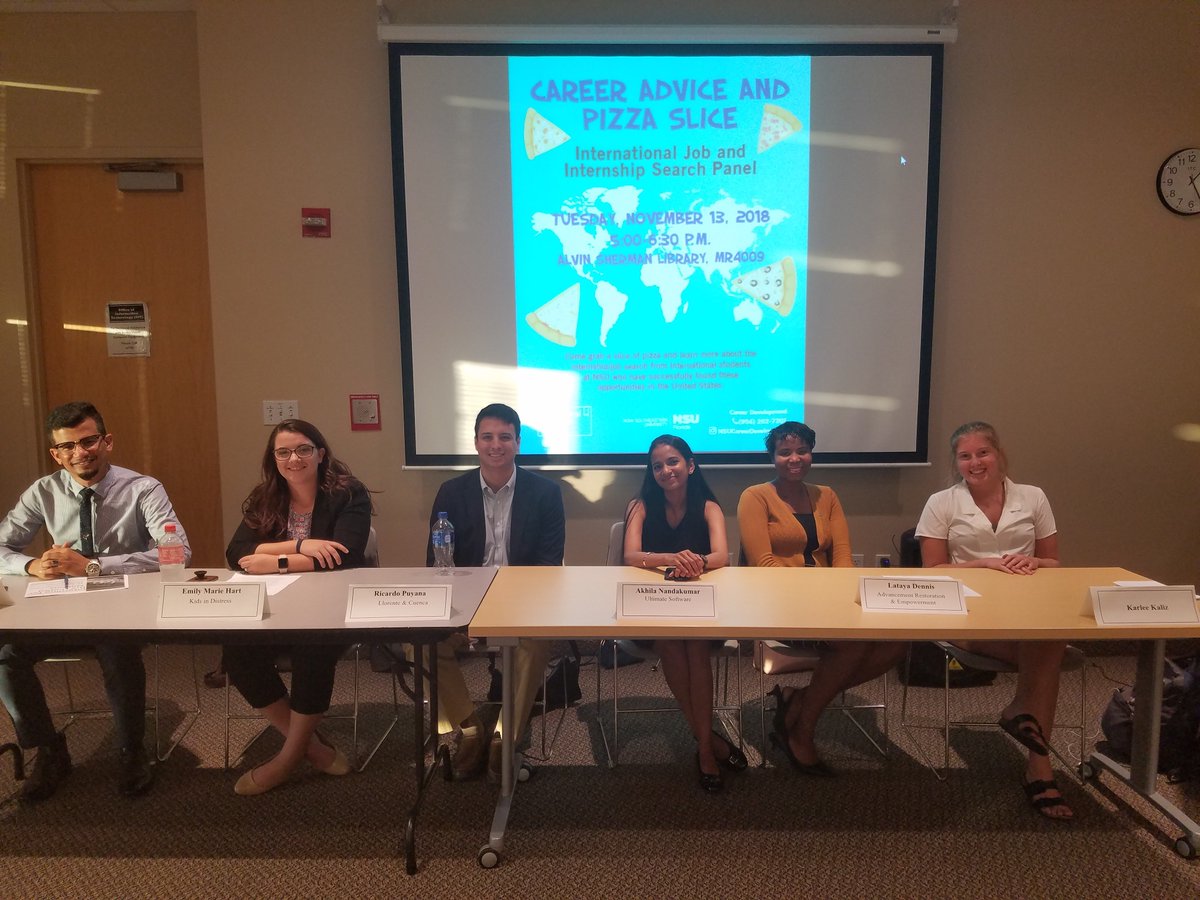 Loved hosting Career Advice &amp; Pizza Slice, an international CPT/OPT panel with students who have worked at Ultimate Software, the U.N., and more.  Heard some fantastic words of wisdom and many students left inspired. #InclusionThursdays @SouthernACE #InternationalEducationWeek
