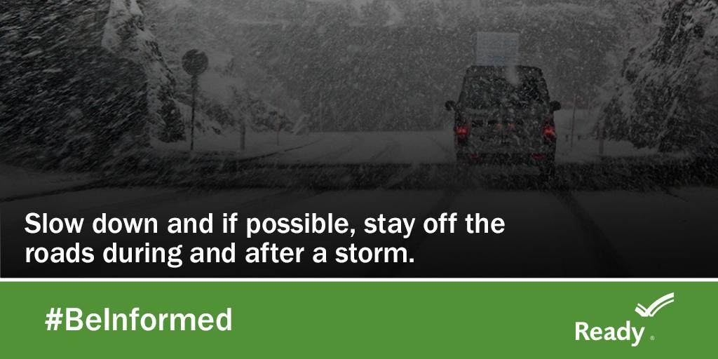 If you must drive, remember: ice and ❄snow, take it slow—slower speed, slower acceleration, slower steering and slower braking.
