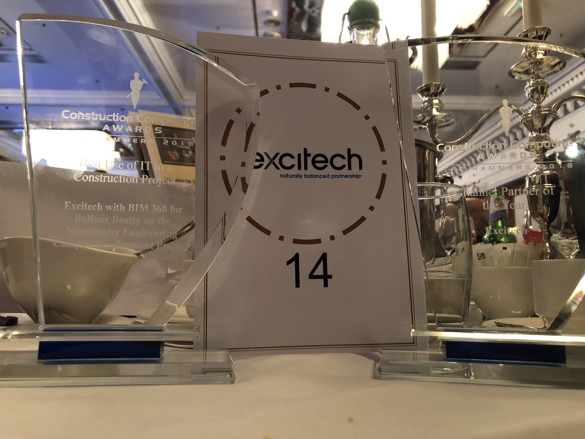 aecbim360's tweet photo. Two awards for @Excitech_Ltd at the @CCMagAndAwards #winners Partner of the year and Best use of IT on a construction project @balfourbeatty https://t.co/CCpzvHBgpE