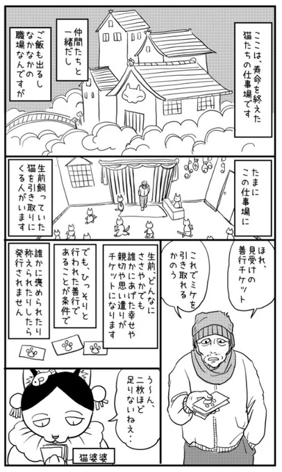 久々に、真夜中のラクガキ漫画かきました。「猫とチケット」 