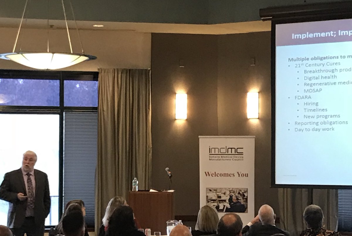 ImdmcOrg's tweet photo. Ralph Hall, Levitt Partners, giving an overview of the future of the medical device industry &amp; @US_FDA https://t.co/LR8fckLogu