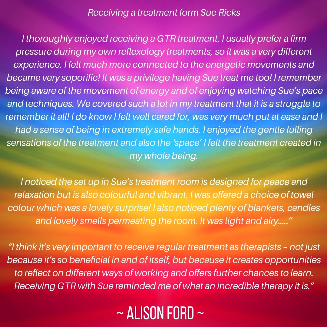 sue_ricks's tweet photo. Thank you for your lovey feedback, Alison! I love being able to work alongside such wonderful people that also enjoy the benefits of Gentle Touch Reflexology
👣💕
#gentletouchreflexology #gtreflex #treatment #suericks #energyfollowsthought #suericksacademy https://t.co/SWVPR06FDd