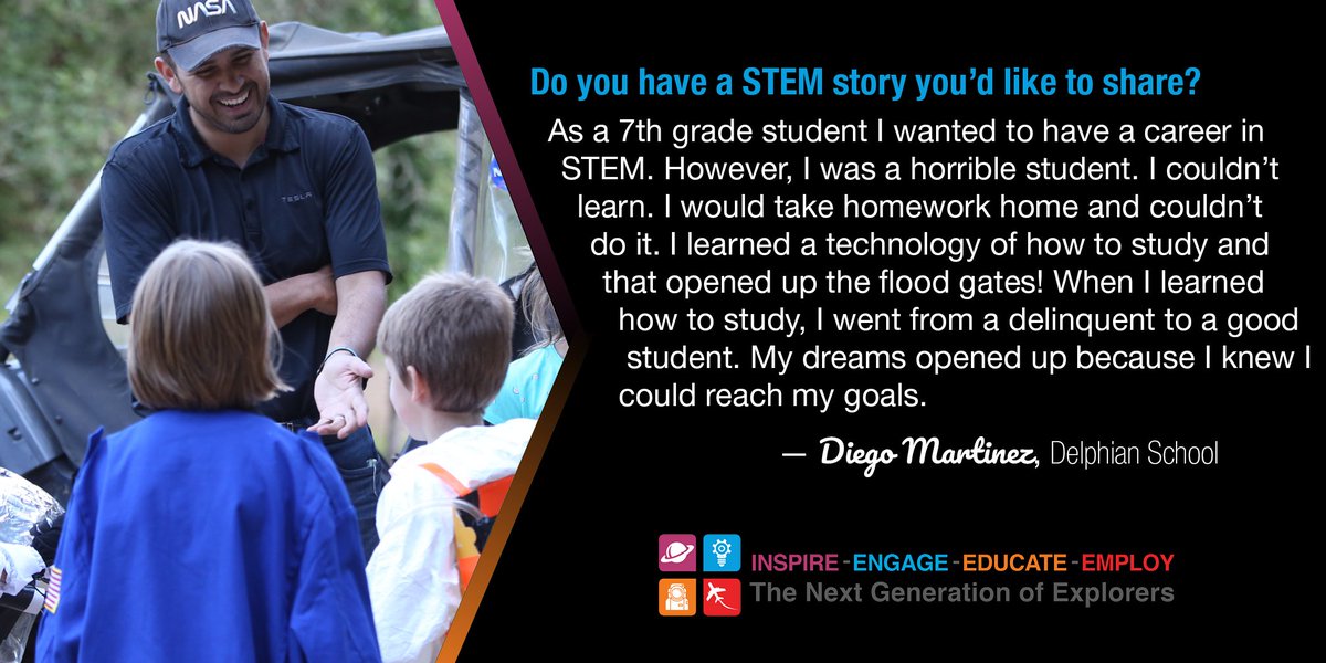 LearnWithNASA's tweet photo. Mr. Martinez finds that his students are naturally excited about #STEM. Once students see the purpose of the information — like how 3D math is valuable to building a Moon to Mars colony — their eyes light up! #ExploreWithSTEM #InternationalEducationWeek #IEW2018 https://t.co/EfhTv3qRu9