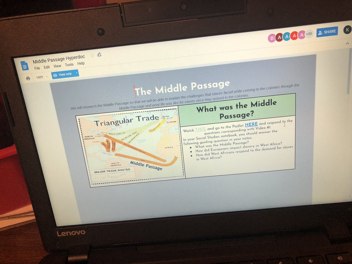 mwallsteaches's tweet photo. Ss exploring resources through a hyperdoc to learn about the Middle Passage. Seeing some students address their own misconceptions as they gained knowledge was powerful. #everystudentengaged #weareJCPS #iteachfifth #growthmindset https://t.co/BsGorY15Gk
