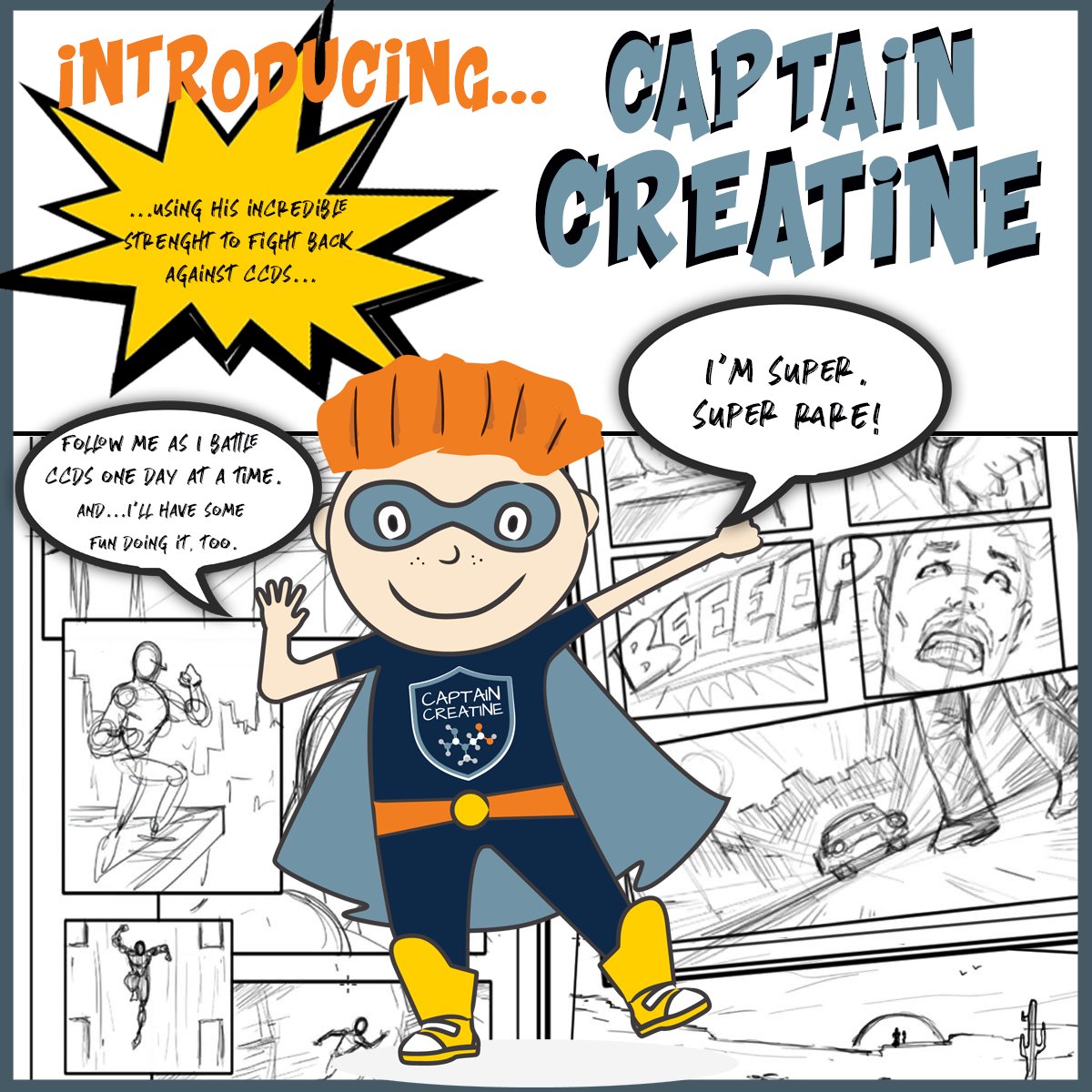 CreatineInfo's tweet photo. Meet the newest member of the ACD Team... Captain Creatine!
His mission is to stop CCDS in its tracks. Stay tuned to follow his journey! #CCDS #PatientStrong #CaptainCreatine https://t.co/XUpMFaXitW