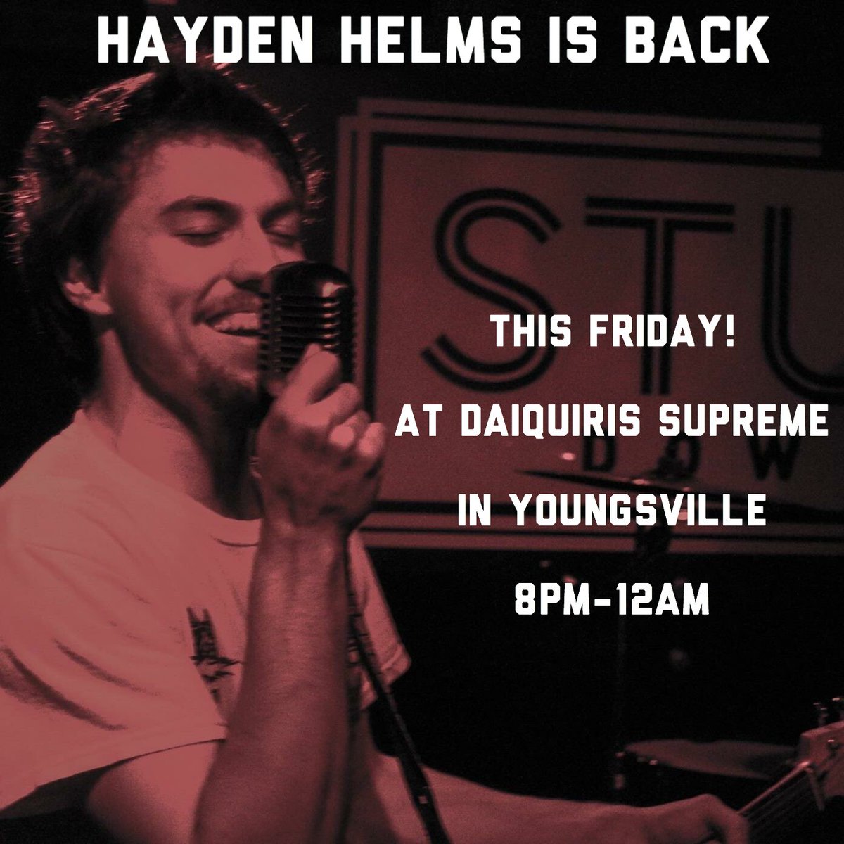 DaiqsSupreme's tweet photo. Hayden Helms will be back with us this Friday, performing from 8pm till 12am! We won’t see Hayden again until after the new year, so be sure to come out, grab a drink, and have fun! https://t.co/IlfGIE4RvC