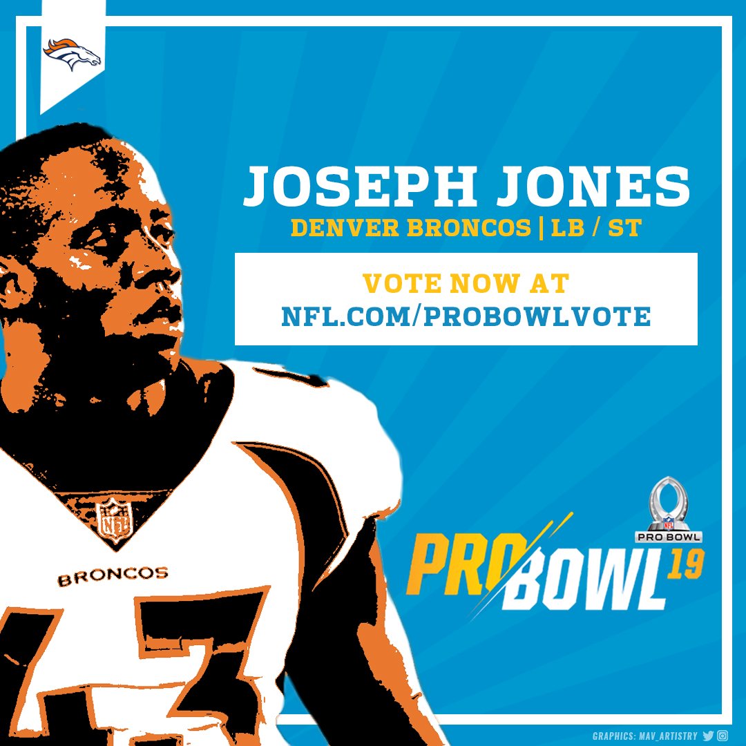 CSA_RD's tweet photo. All the @Broncos #BroncosCountry fans, make sure you go vote and send @capsportsadv client @FamilyMan_Joe43 (ST) to the 2019 @NFL #ProBowl 

VOTE HERE 👉 https://t.co/RRba6s6yC1 

#JosephJones #DenverBroncos #MileHigh #NUFBFamily #Northwestern https://t.co/THw4oazHtE
