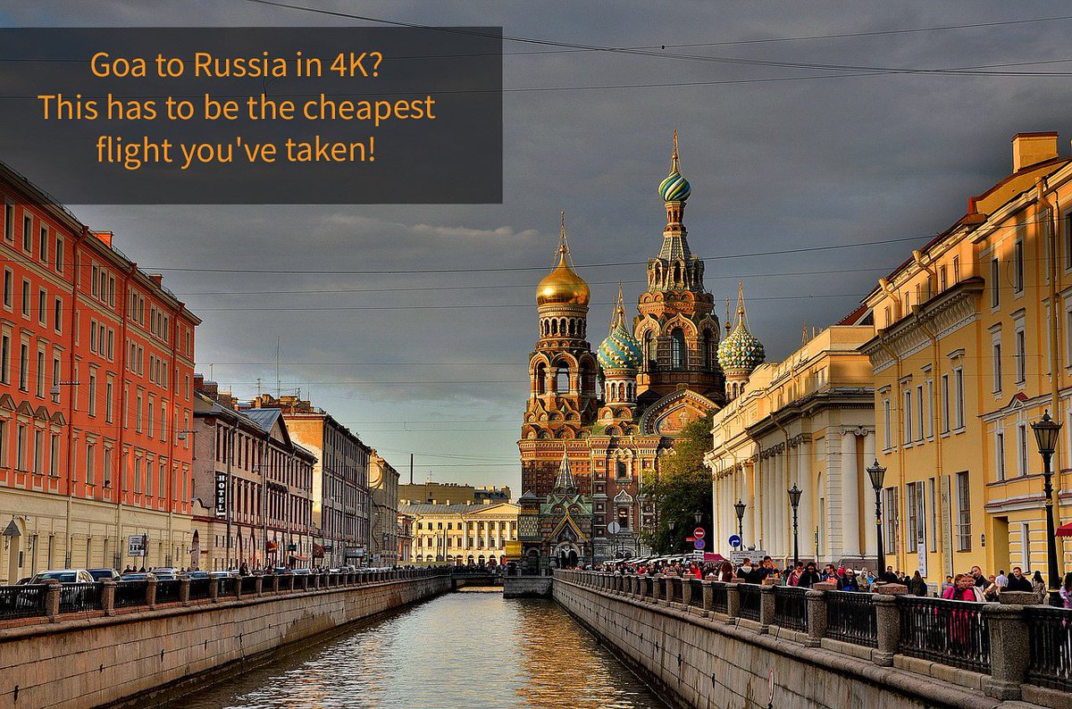 You can now fly to #Moscow from #Goa at a dirt cheap rate of INR 4,073 / 3,787 p. RUB.
The offer is valid on 17th and 18th November so #hurryup

Read more at : bit.ly/2DGhPR5

#CheapFlights  #FlightBooking #IndiaToRussia #CheapestFlights   #triprethink  #dealsonflights