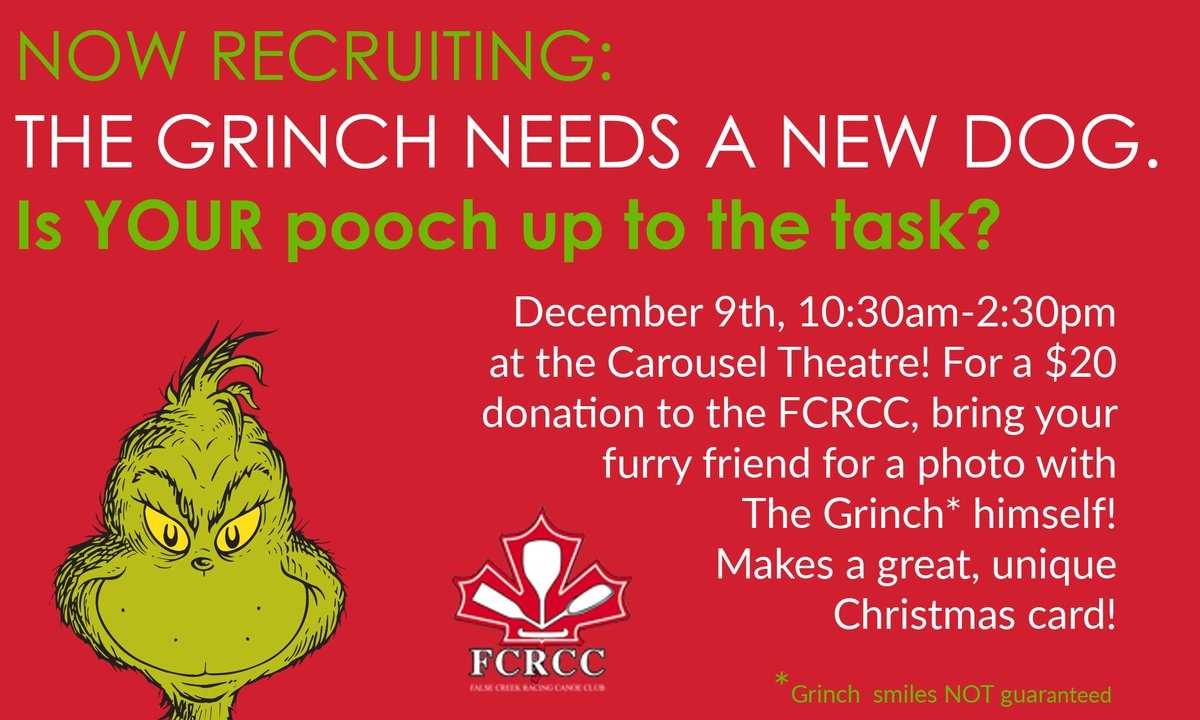 FCRCC's tweet photo. Thinking about your annual #Christmas card yet? We've got you covered! ANY (well-behaved) pet welcome, or just humans! Come down Dec. 9th and support our #FUNdraiser! You get a unique Christmas card photo, WE get much-needed funds. WIN-WIN! #Vancouver #FalseCreek #GranvilleIsland https://t.co/w7TTjIZAh0