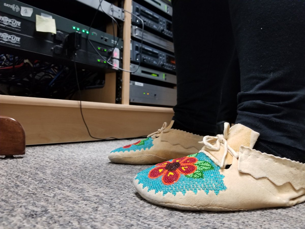 andimurphy's tweet image. Some of us are Rocking Our Mocs in the studio today! Happy #RockYourMocs Day! 
#Liveradio #Indigenousradio #Nativemedia