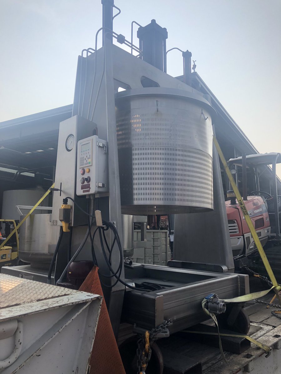 WinemakerDG's tweet photo. Very excited to have on loan from CSJ, our very first basket press for our fortitude and DTC Cabernets still in tank. I am a big fan of basket presses and have used them for over half of my career for reserve wines. https://t.co/oipL39oveB