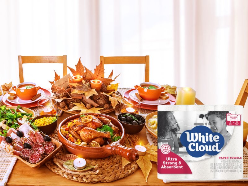 Clean up any and all messes this #Thanksgiving with our White Cloud Ultra Strong and Absorbent paper towels.