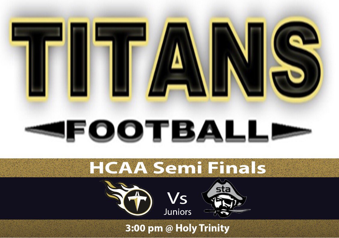 htfb_parent's tweet photo. GAME DAY!! @HCAA2017 Junior Semi Finals!! Bundle up, throw on some black &amp; gold &amp; make your way to @HolyTrinityOak to support our Jr Titans as they take on @gostaraiders for a spot in the finals!! 3pm Kickoff!!!🏈#GoTitans #BlackandGold #HTFamily #GinoStrong #OneTeamOneMission https://t.co/57zDdIPLcm