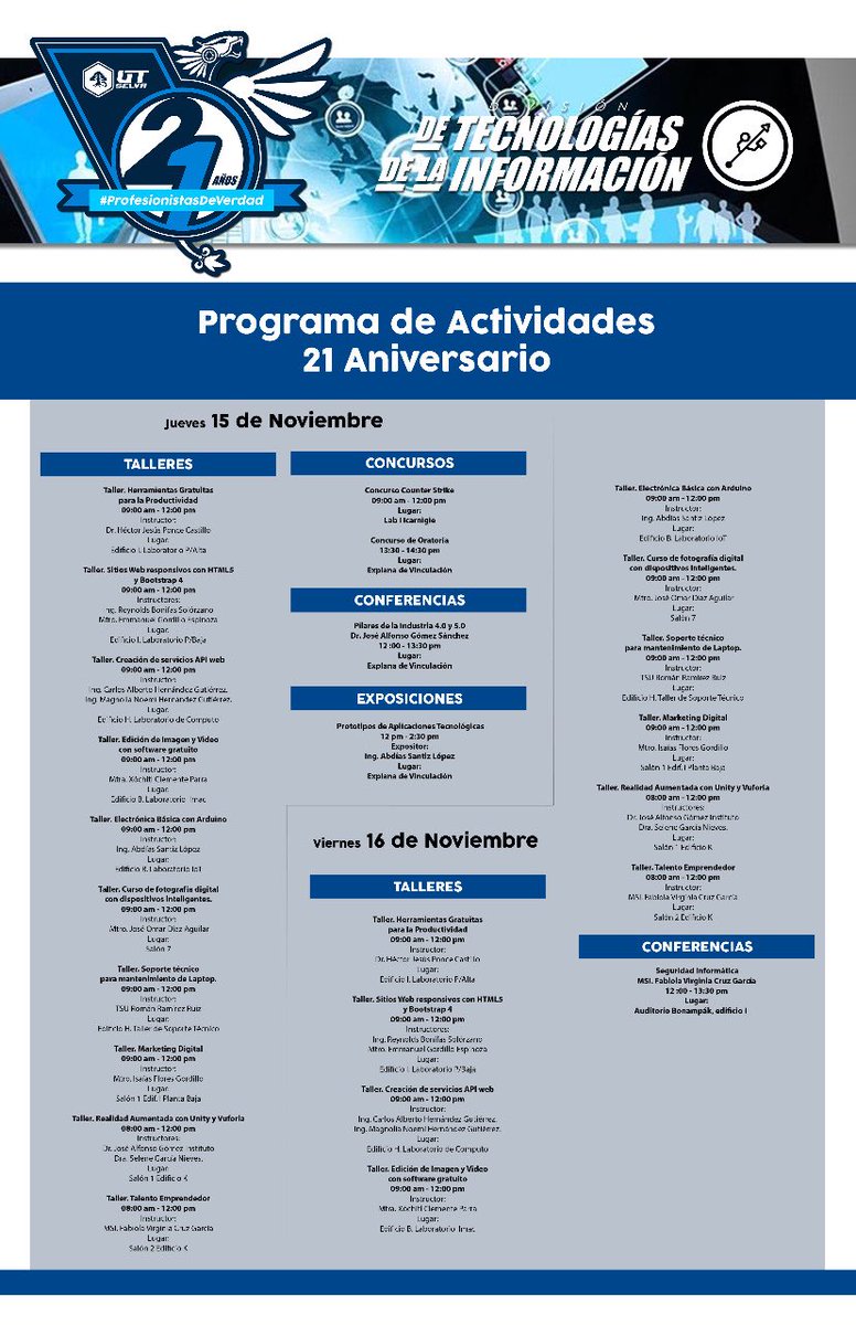 UTSelva2's tweet photo. Conoce los programas de las 4 Divisiones de Carrera que prepararon para estos días del #21Aniversario #UTSelva https://t.co/QtjjGOKOsB