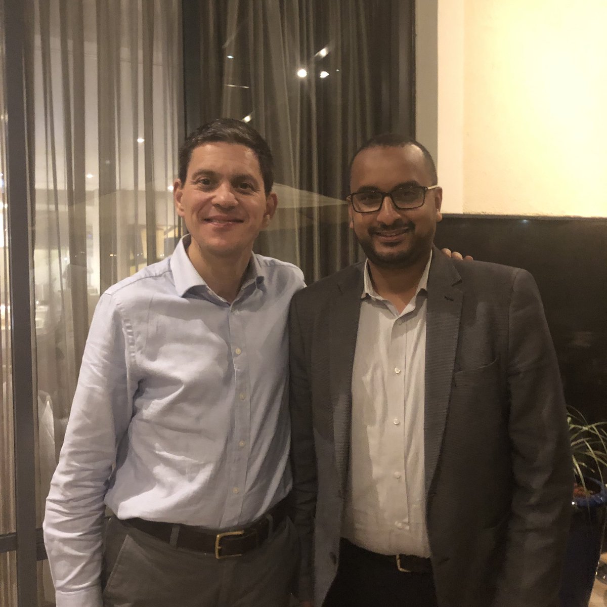 Abdurahman Sharif (@abdurahmanshar) on Twitter photo Pleasure to meet <a href="/DMiliband/">David Miliband</a> this evening after his 1st visit to #Somalia & share thoughts on humanitarian / development / peace building initiatives in the country. We talked about #SomaliaDebtRelief too. A great advocate for change! Thank you <a href="/crothers2017/">Richard Crothers</a> for making this happen Pleasure to meet <a href="/DMiliband/">David Miliband</a> this evening after his 1st visit to #Somalia & share thoughts on humanitarian / development / peace building initiatives in the country. We talked about #SomaliaDebtRelief too. A great advocate for change! Thank you <a href="/crothers2017/">Richard Crothers</a> for making this happen