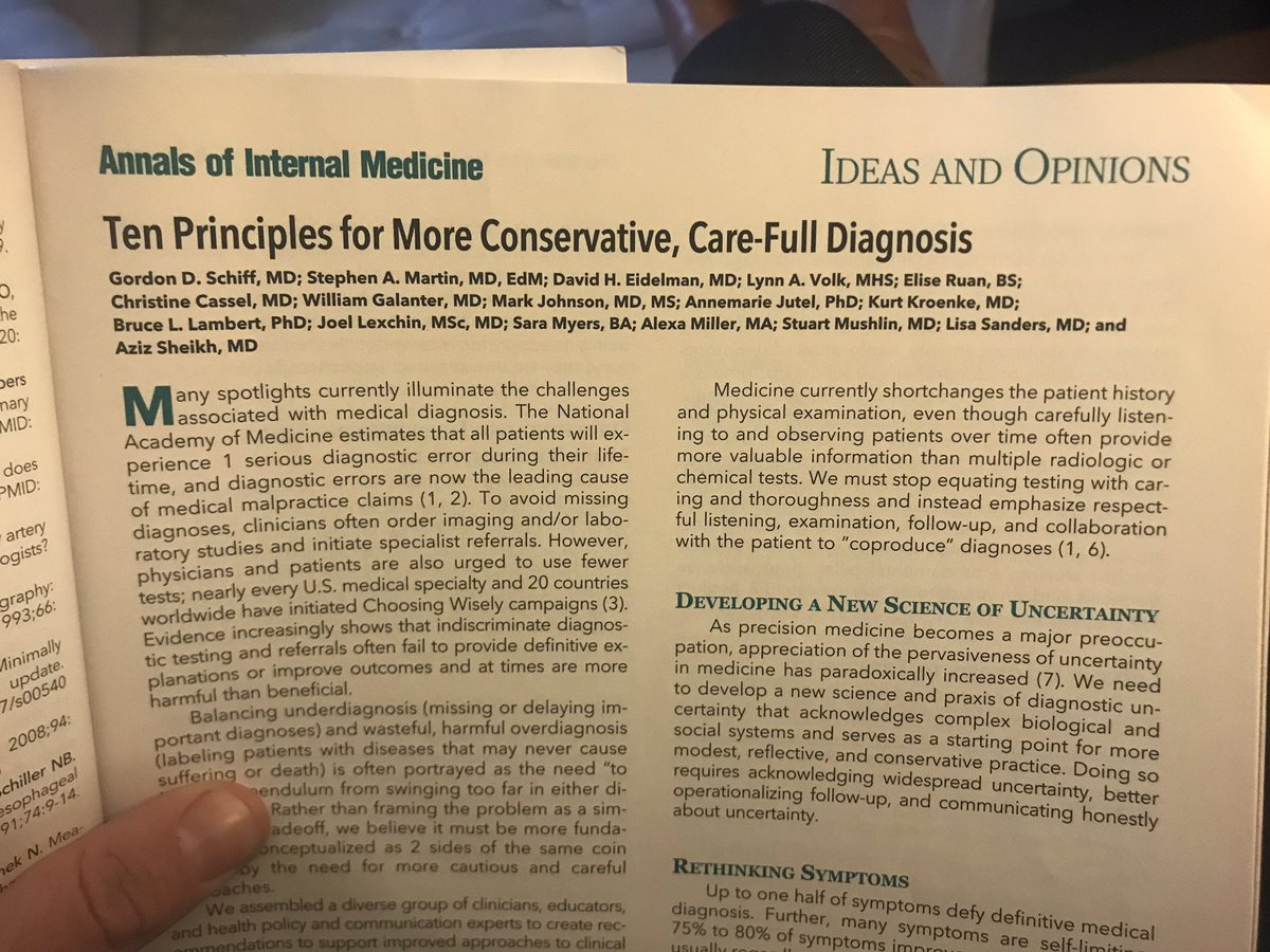 LaurenKuwikMD's tweet image. “We must stop equating testing with caring and thoroughness and instead emphasize respectful listening, examination, follow-up, and collaboration with the patient to ‘co-produce’ diagnoses.” @ACPinternists #cognitivework #talkingasmedicine #conversation
