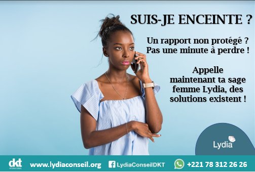 LydiaConseil's tweet photo. Suis-je enceinte ? Un rapport non protégé ? Pas une minute à perdre ! Appelle maintenant ta sage femme Lydia ! Des solutions existent 😊. Appel et conseils gratuits ! 
Sur WhatsApp au +221 78 193 93 93 ou le +221 78 312 26 26
Au Sénégal, appel gratuit au 800 00 96 96
A bientôt ! https://t.co/2iuaCEfGFc