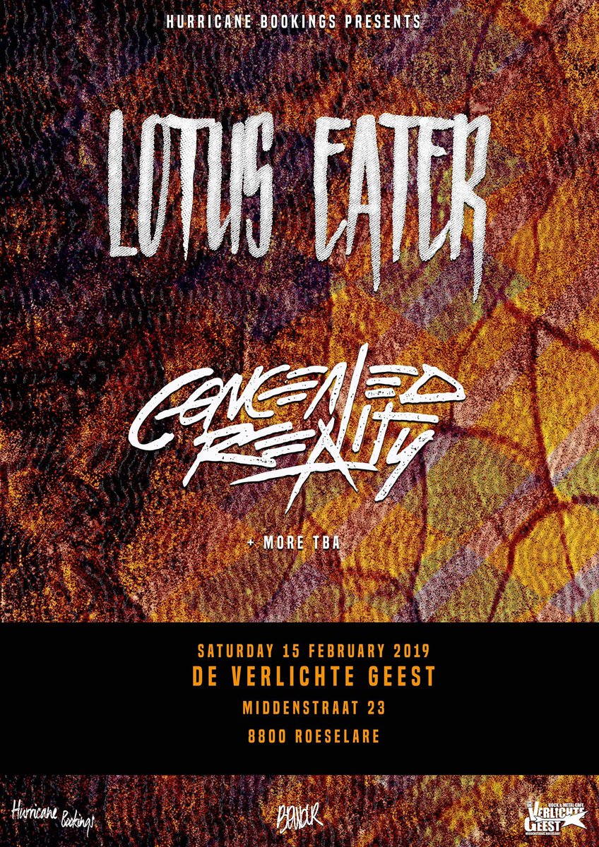 HurricaneBkg's tweet photo. We just announced a brand new show. We're happy to bring @lotuseateruk back in Belgium for their first headline show ever! Have a look on the Facebook event page for all informations you need!
==> https://t.co/Bz5YNRq713
#HurricaneBookings #LotusEater #ConcealedReality #Metal https://t.co/eEYxkeDBDX