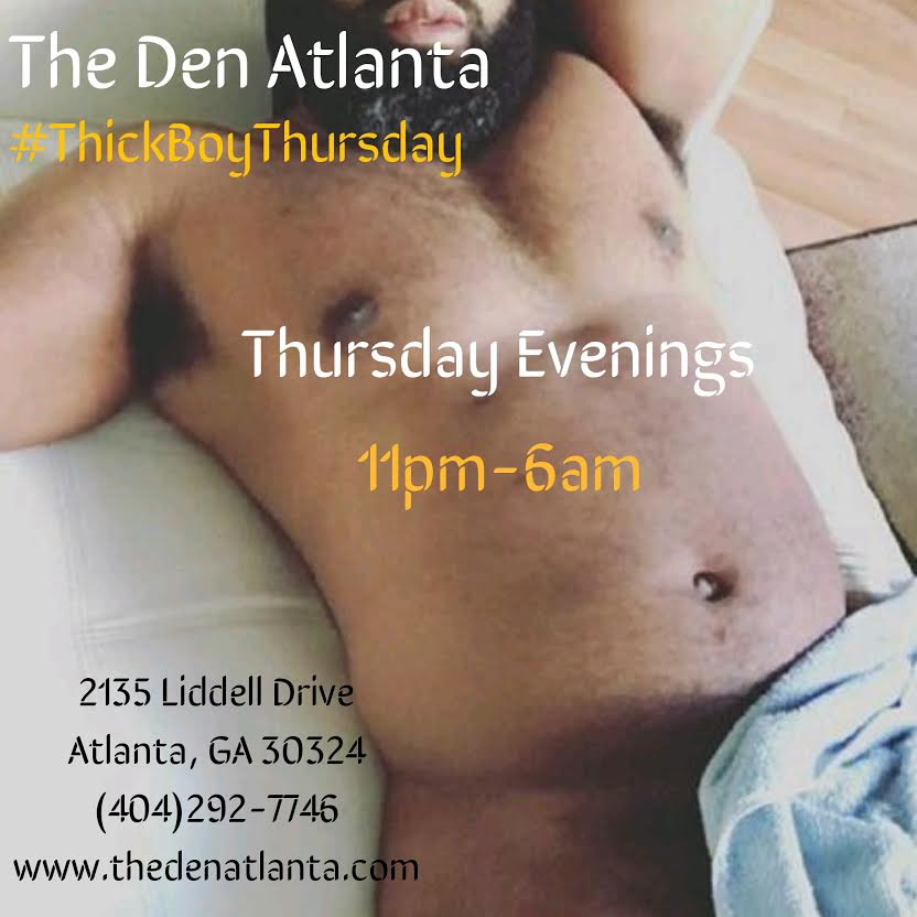 thedenatlanta's tweet photo. Our #MIDDAYLUNCH session has come to an end, however you can always join the continuation of #THICKBOYTHURSDAY tonight starting at 11pm. See you then!! https://t.co/Fjh6IbXYJy