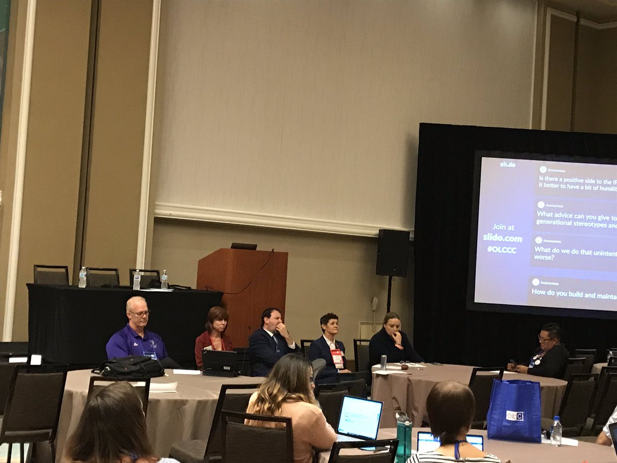 karensrba's tweet photo. #impostersyndrome great panel at #OLC2018 #adaptivechat #lukedowden #KathleenIves #angelagunder #tinarettlerpagel #elizabethciabocchi https://t.co/0CFcjDerlV