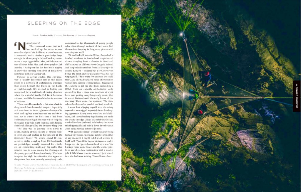 PhoebeRSmith's tweet photo. Very proud to see my write up of the night I spent over Gaping Gill for @centrepointuk on my #ExtremeSleepOut is in @SidetrackedMag featuring @zakbentley’s great shot. Best thing? We donated 100% of our fee to the charity. Liked it? Consider donating too: https://t.co/X17d1XYYPX https://t.co/3w8SJfh4kM