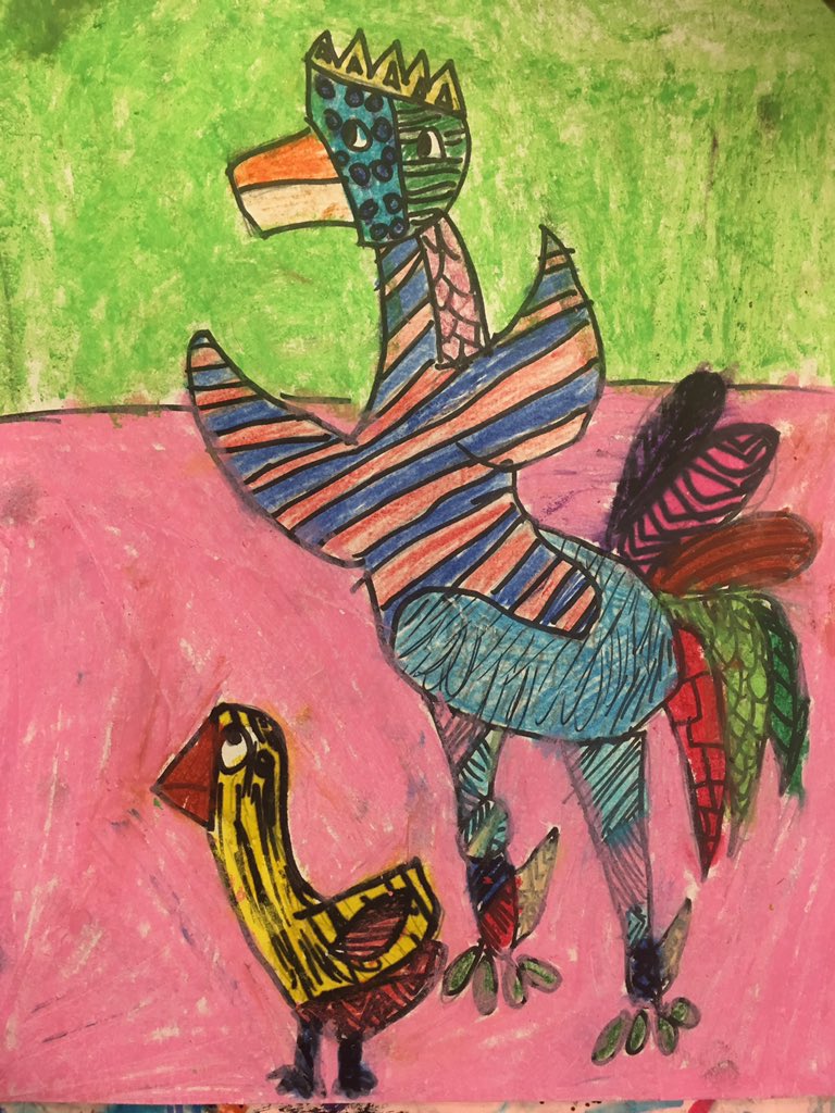 Funky Picasso inspired roosters! #teamfox #cobbARTrocks