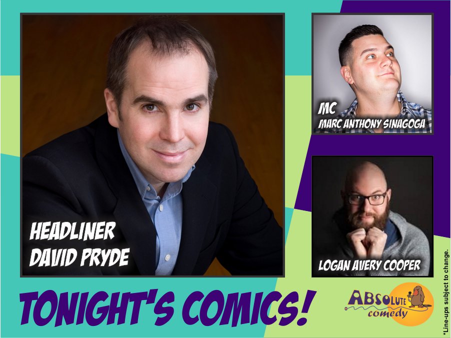 absolutecomedy's tweet image. Tonight! Headliner @davidprydejokes with @ThomasJCalnan, @LoganA_C and host @notmarcanthony! 8:30pm! $12!

Call 416-486-7700 to reserve or buy online at absolutecomedy.ca! #ComedyTO