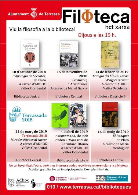 XarxaAdhoc's tweet photo. A la segona sessió de la #Filoteca en Manel García ens parla de “Els núvols” d’Aristòfanes. #DiaMundialFilosofia i vigília de la primera #Terrassada filosòfica. @bctxarxa @ajterrassa https://t.co/lfY70Qg5Vf